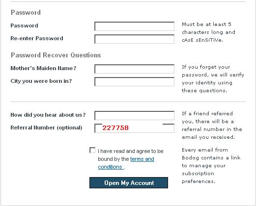 Bodog Referral Number