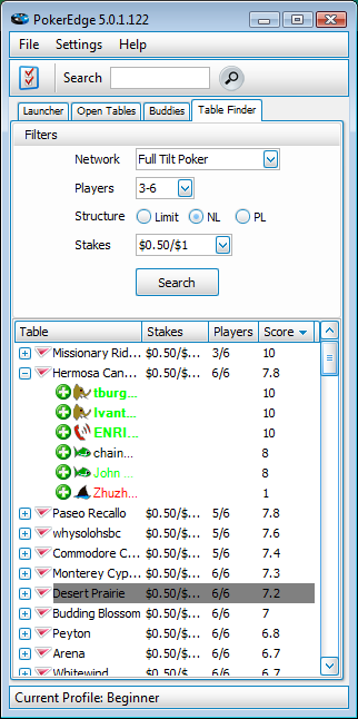 Poker Edge Table Finder